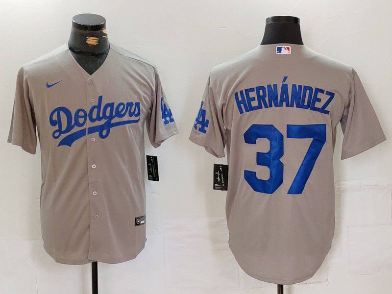 Men Los Angeles Dodgers #37 Hernandez Grey Nike Game 2024 MLB Jersey style 724->los angeles dodgers->MLB Jersey